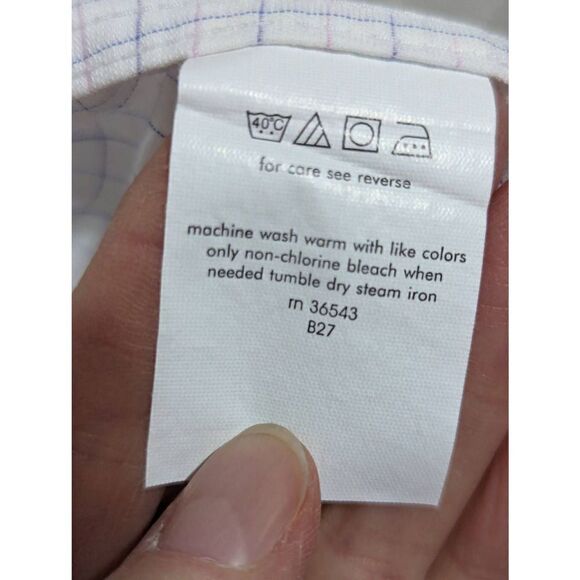 Donald J Trump Signature Collection Men White Pink Blue Button Front Shirt 22/33 - Picture 6 of 7